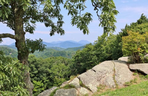 Summer view from Raven Rock Overlook in Blowing Rock NC